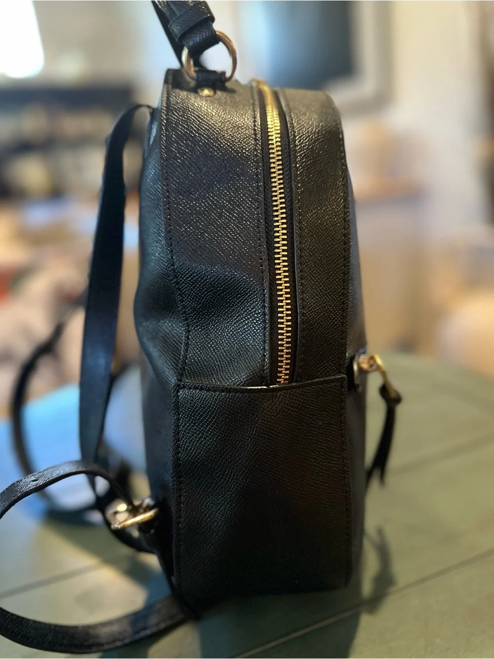 Coach Black Saffiano Leather Mini Backpack with Gold Hardware